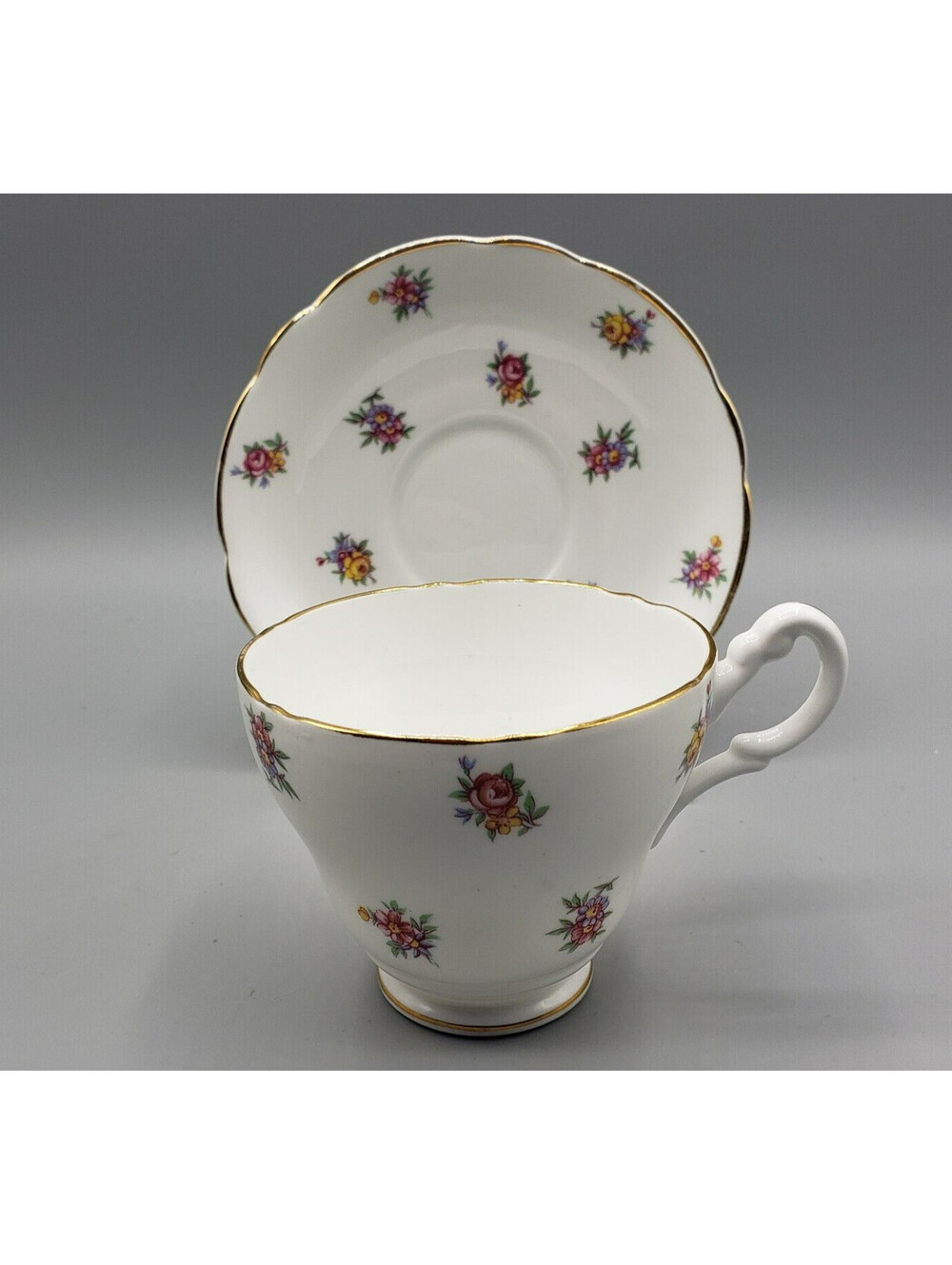 Vintage Regency Teacup & Saucer Petite Floral Bouquets Fine Bone China England